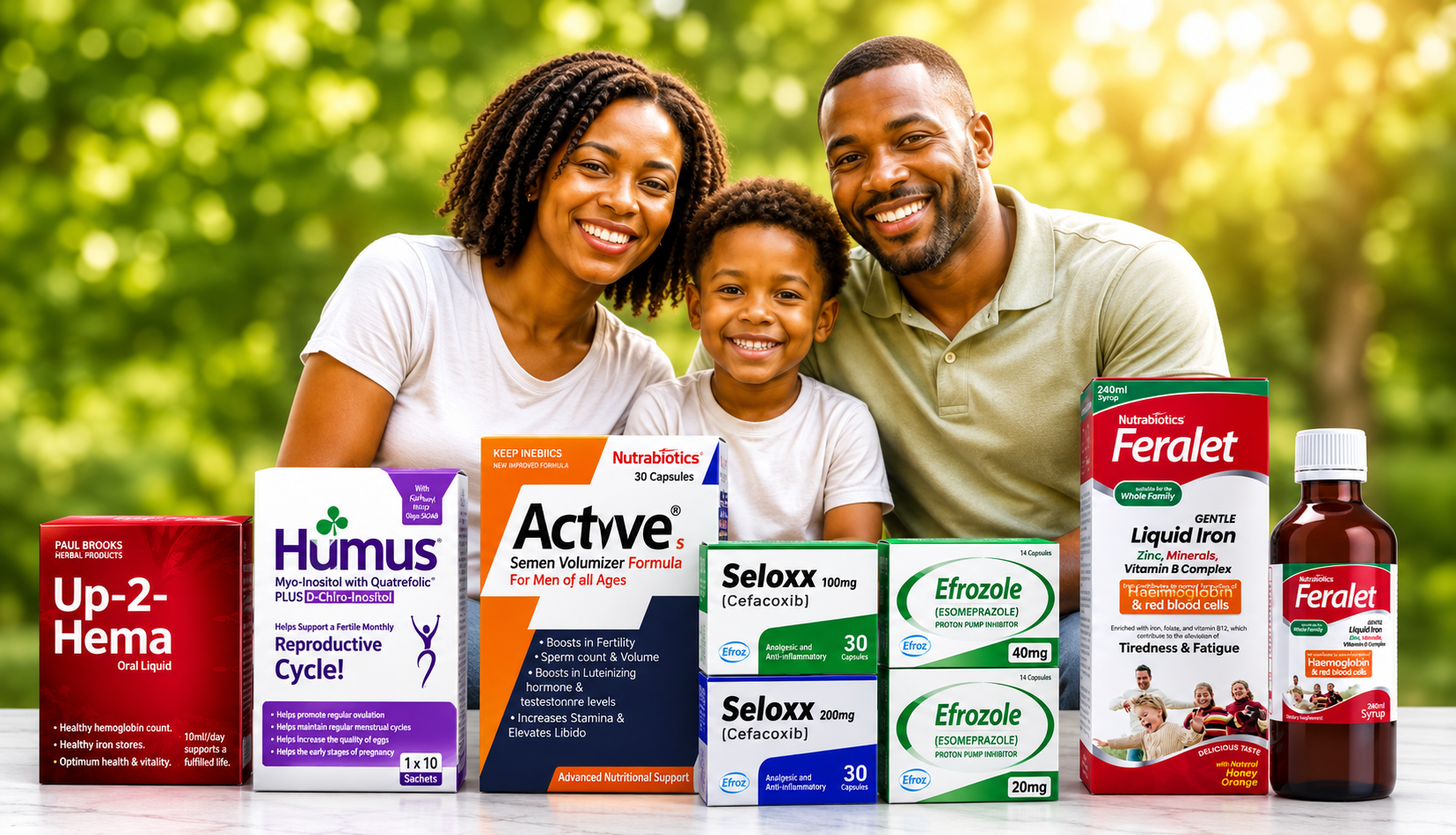 Family with Biowell pharmaceutical and wellness products